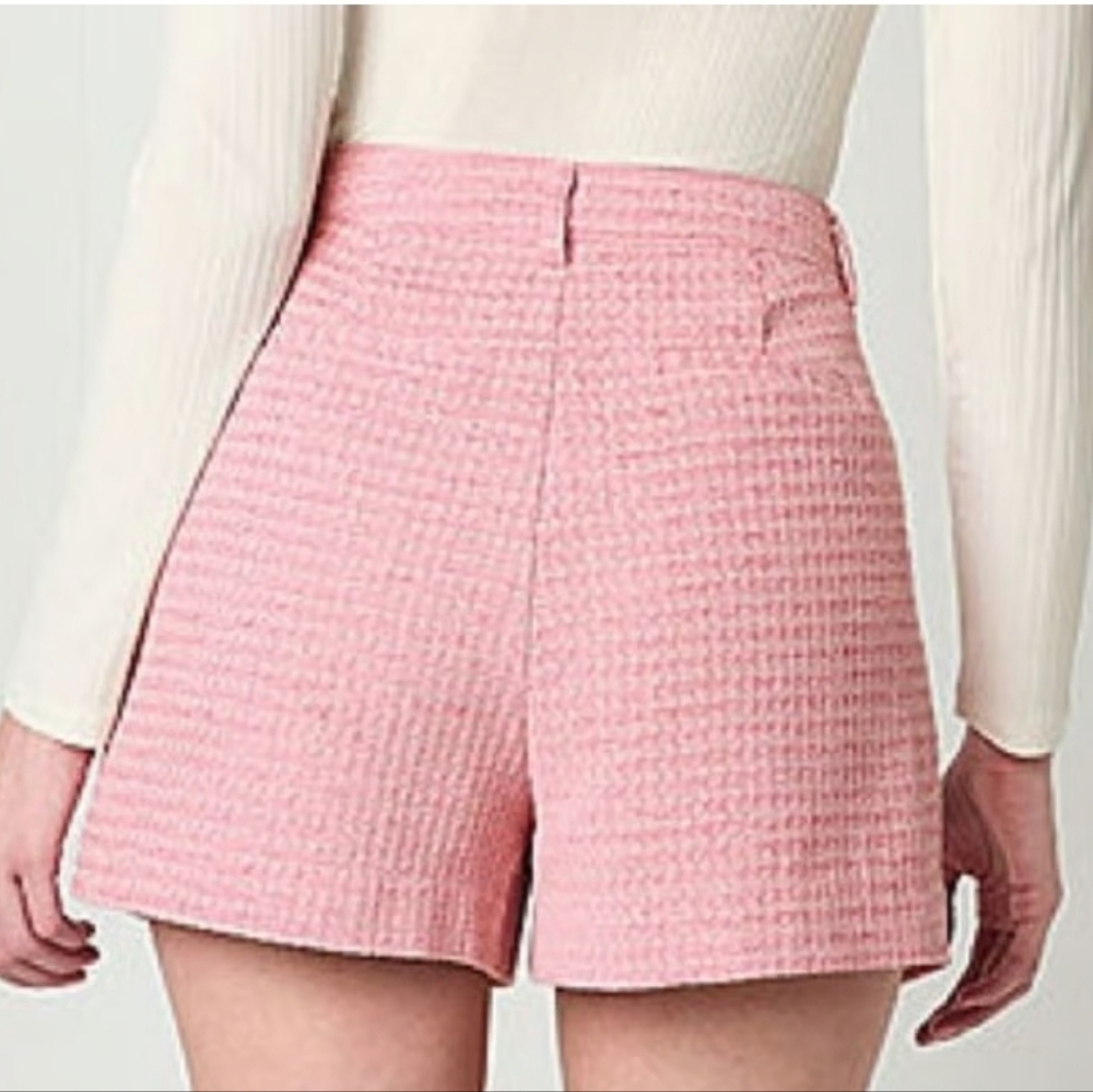 NWT Ryegrass Shorts Textured Zephyr Pink Tweed High Rise 4.5 Inseam 16 - Picture 2 of 6